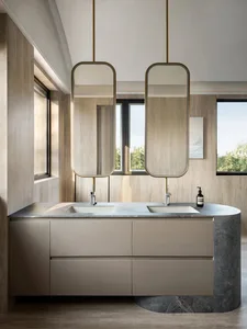 Modern bathroom interior with a residential marble sink