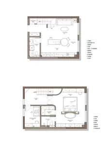 現代住宅室內空間，白牆搭配木地板，設有不鏽鋼家電的白色廚房。