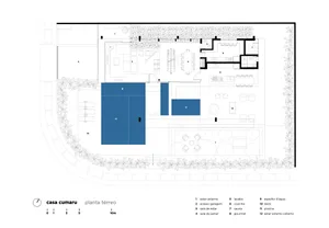 Floor plan of a modern house with a terrace.