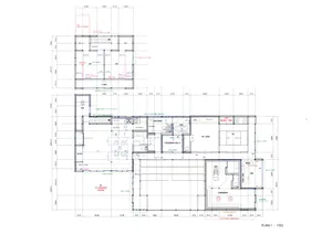 2D architectural drawing of a modern residential floor space plan with dimensions and labels.