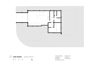 Floor plan showing residential concrete structure with labeled rooms and space.