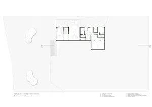 Floor plan of a modern residential interior with technical details and sections labeled.