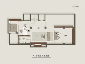 Modern-designed office space layout showing different rooms and areas.