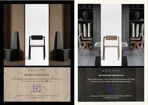 Two contrasting setups of furniture against dark and light walls, showcasing the impact of lighting on the overall design.