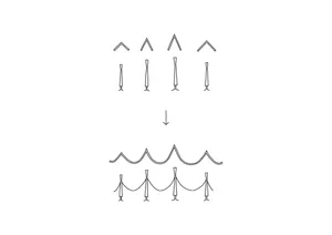 A paper plan depicting an urban planning structure with rows of figures and lines connecting them.