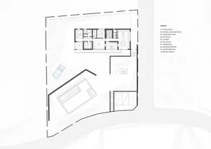 A detailed floor plan of a modern residential layout on a sheet of paper.
