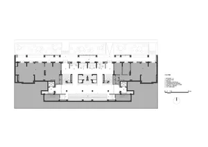 A detailed architectural floor plan featuring a concrete interior design.