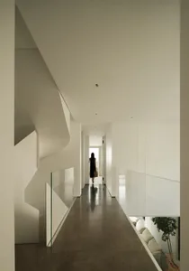 Minimalist corridor with concrete walls