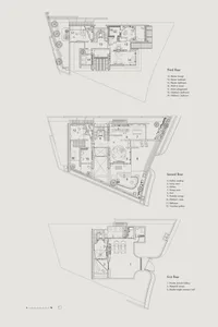 Floor plan of a modern residential home featuring concrete elements.