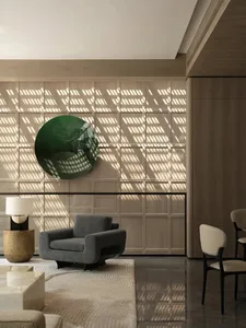 A modern modular living room with metallic furniture