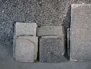 Concrete material samples with industrial texture and finish.