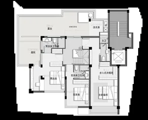 A ranch-style house's floor plan showing a concrete floor and tiled bathroom