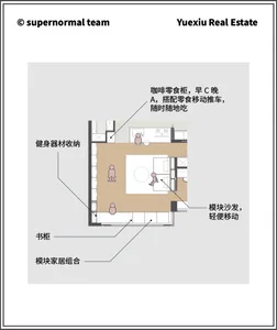 住宅公寓平面配置圖，標示家具擺設與功能分區。