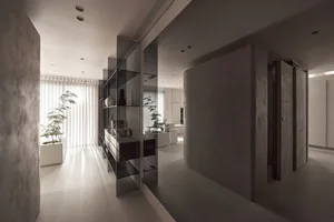 Modern international interior designed with concrete and glass elements