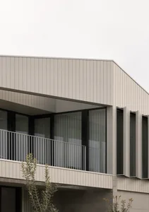 Modern residential building with metal cladding exterior