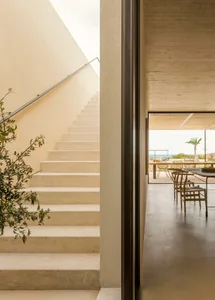 Concrete staircase in a modern interior design setting
