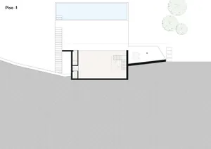 Floor plan of a modern minimalist residential architecture with features such as concrete materials and minimalist design pri