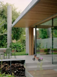 A modern exterior design with concrete materials.