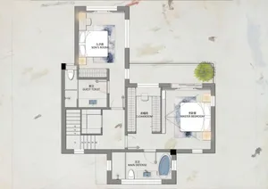 Floor plan of a modern interior design showcasing contemporary living spaces and timeless elegance.