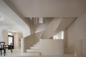 Modern interior design featuring concrete materials and minimalist aesthetic