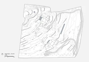 Architectural site plan detailing the layout and elevation of a building or property.