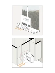 An image showcasing modern interior design with concealed storage solutions.