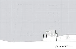 Black and white architectural floor plan showing a first-level design.