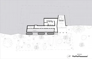 A modern floor plan of a residential building.