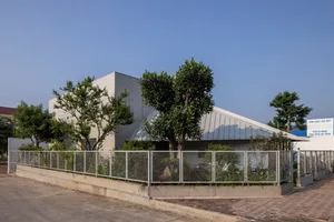 Modern office building with concrete and glass exterior