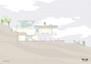 Modern residential house with concrete and glass features.