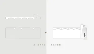 A technical drawing of a conceptual floor plan.