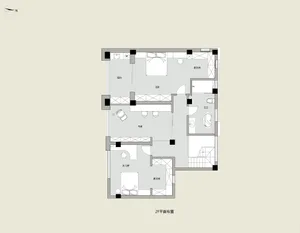 現代住宅空間平面圖，包含客廳、廚房、衛浴與臥室配置。