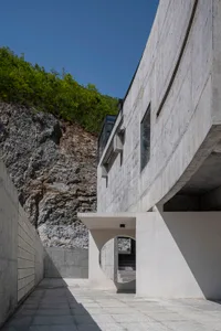 Modern concrete building with clean lines and natural light.