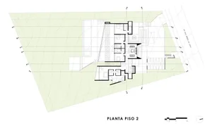 Modern residential floor plan featuring concrete, glass, and metal materials.