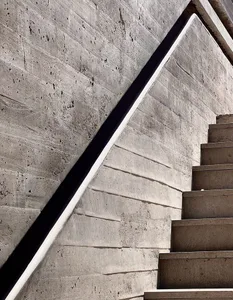 Concrete staircase with a black and white contrast edge