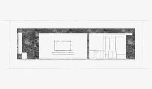 Floor plan showing a layout with mixed materials and functional zones.