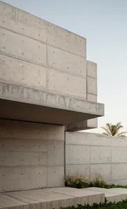 Modern building exterior featuring concrete walls and a minimalist design.