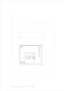 A black and white architectural floor plan diagram of a modern house.