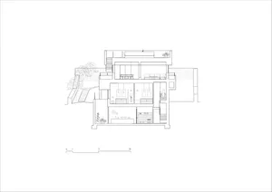Detailed 2D architectural drawing showcasing contemporary interior design with sleek lines and modern materials.