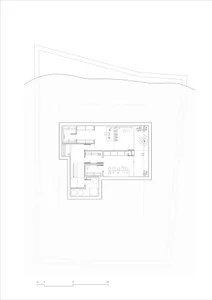 Floor plan of a modern living room with a concrete finish.