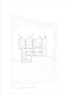 Modern residential floor plan with lines and text.