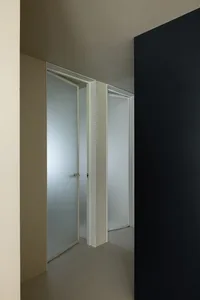 極簡室內設計中的霧面玻璃門。