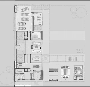 A detailed architectural floor plan of a modern office fitout with neutral-toned tiles.