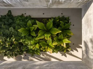 An industrial greenwall constructed of concrete.