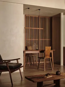 Modern residential interior featuring a wooden structure with a mix of contemporary and rustic elements.