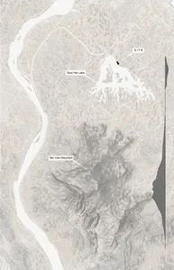 Map of a cityscape with labeled locations such as Suoi Hai Lake and Tan Vien Mountain.