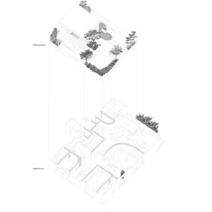2D technical architectural drawing of a building's floor plan