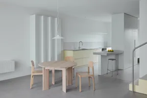 Concrete kitchen with minimalist design.