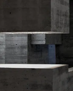 Modern interior design featuring concrete materials