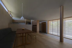 Modern apartment interior with wooden features and spacious design
